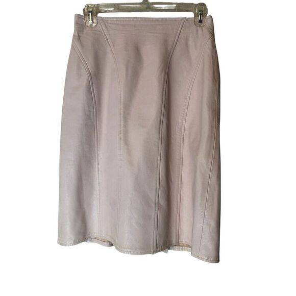 Erez Sport Vintage Pale Pink Leather Skirt Size 10 Western Rock A Billy Biker - Picture 1 of 8